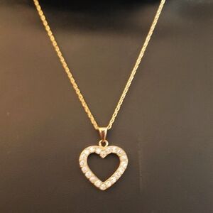 Siumal Cubic Zirconia Gold Plated Heart Necklace